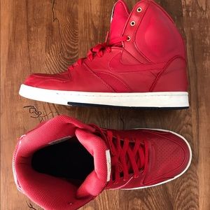 nike red and white high tops